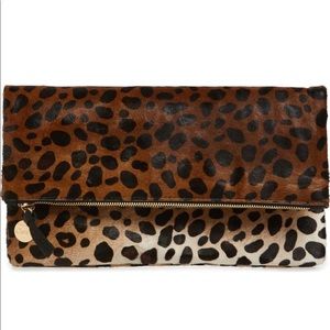 Clare V Calf hair Leopard clutch